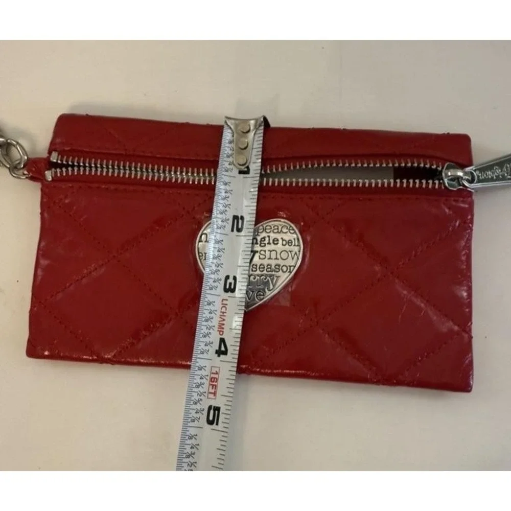 Brighton Holiday Wristlet Pouch Set Red Quilted Heart Black Joy Script Bag‎